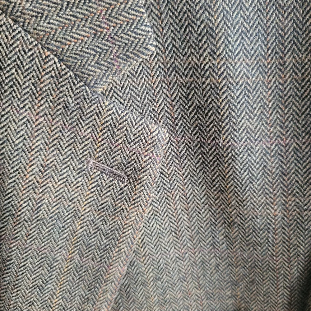 Lauren‎ Ralph Lauren Tweed Herringbone 100% Lambswool Brown Blazer Size 43L